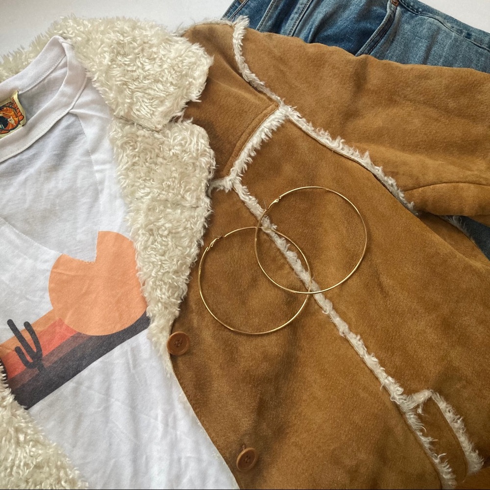 Kenneth Cole Leather and Shearling Coat